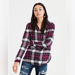 ✨ American Eagle Boyfriend Fit “Ahh-mazingly Soft” Plaid Flannel